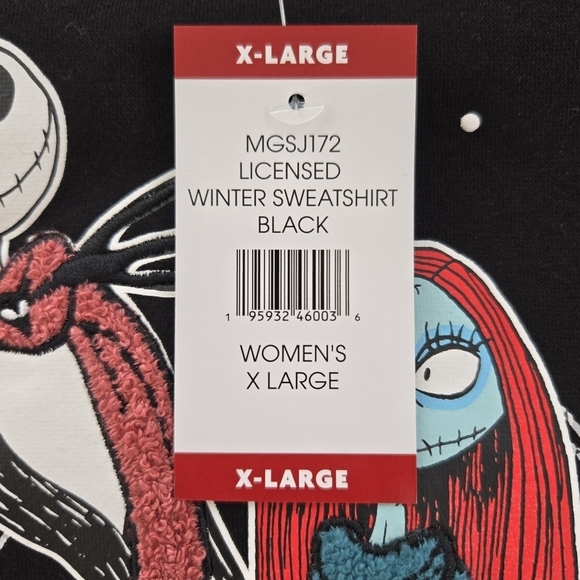 Tim Burton's The Nightmare Before Christmas Winter Sweatshirt. Black. Size XL. N - Picture 7 of 7
